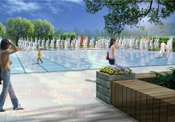 广场喷泉效果图